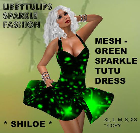 * Shiloe * Green Sparkle TuTu Dress - Mesh
