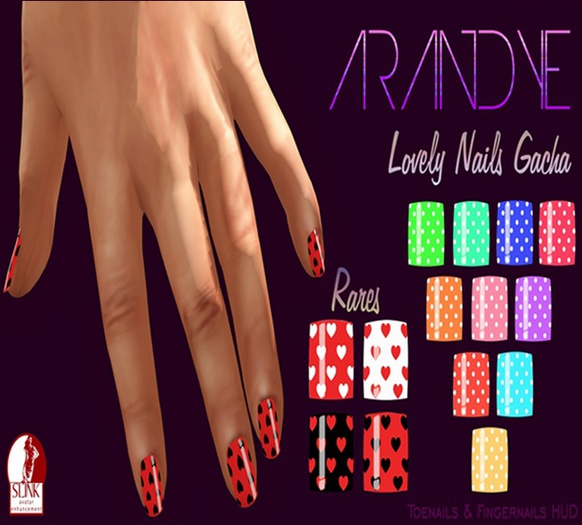 -ARANDYE- SLINK TOENAILS HEART RED W/ BLACK - RARE