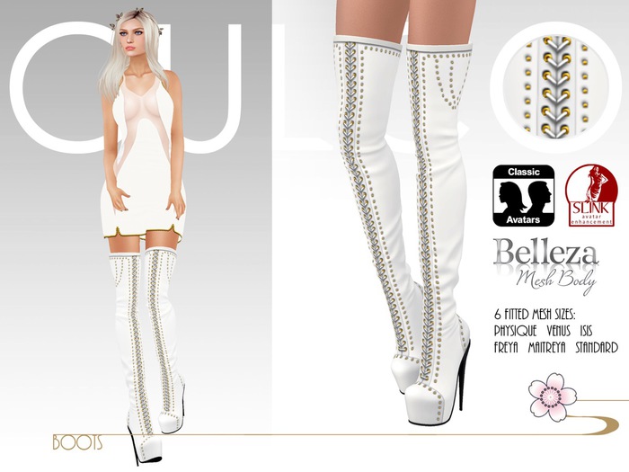 -Culco- Lace-up thigh-high boots - White