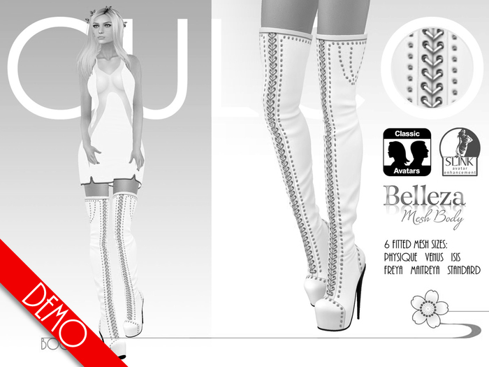 Demo -Culco- Lace-up thigh-high boots - White