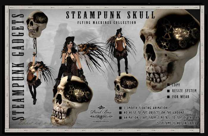 PIXEL BOX - Steampunk Flying Skull