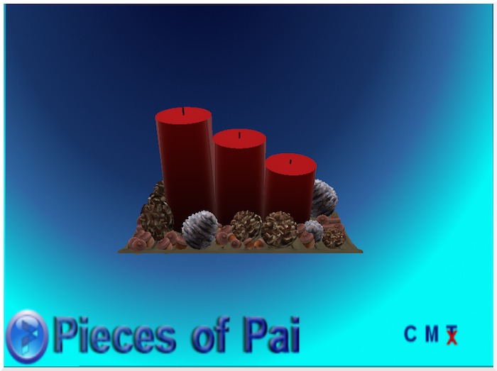 Red Candles and Pine Cones Centerpiece
