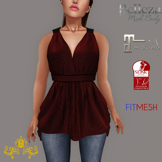 {M.S}Blouse With Deep Side Cutouts  SquinRed