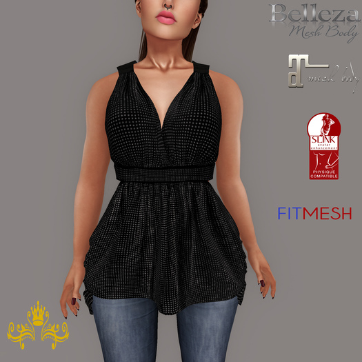 {M.S}Blouse With Deep Side Cutouts Black
