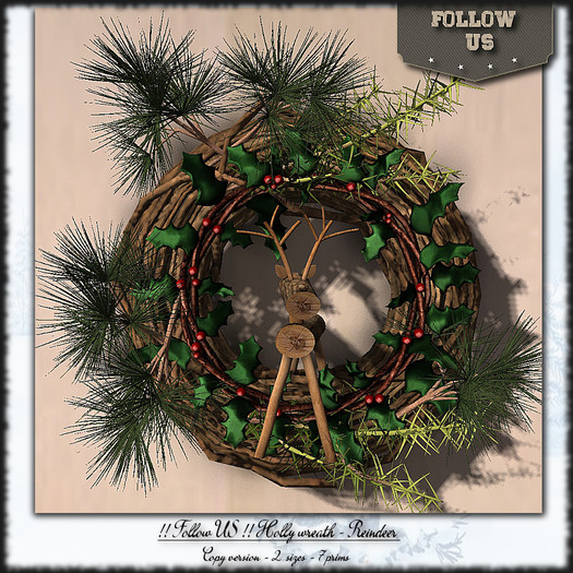 !! Follow US !! Holly wreath - Reindeer pack COPY version