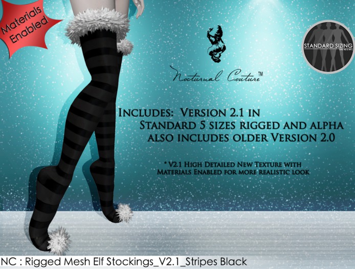 NC : Rigged Mesh Elf Stocking_V2.1_Stripes Black