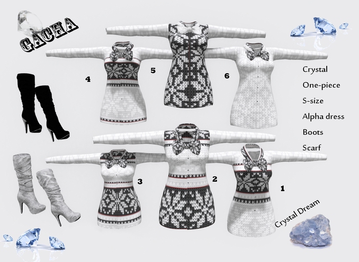 GACHA / Crystal One-piece Boots & Scarf S-size Box No.1