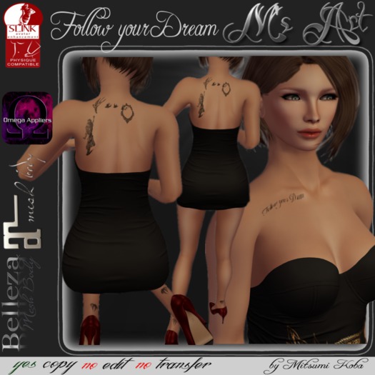 PROMO!Tattoo "Follow your Dream" - Maitreya,Belleza,Omega,Slink