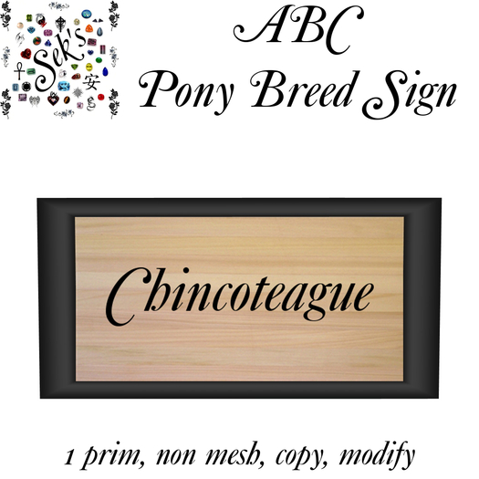 Sek's ABC Pony Breed Sign - Chincoteague