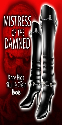 Mistress of the Damned boots with sculpty skulls and chains