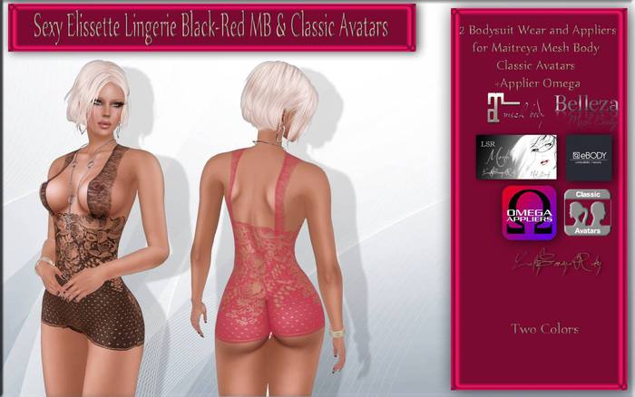 LSR - Sexy Elissette Lingerie Black-Red MB & Classic Avatars