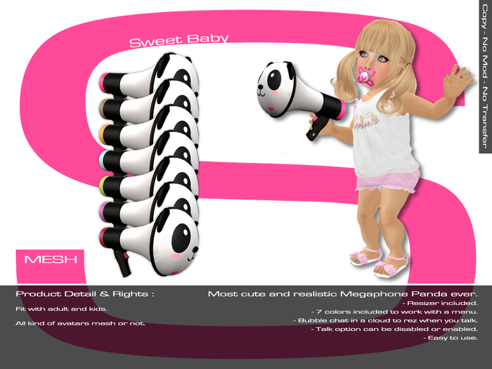 Sweet Baby - Panda Megaphone 7 Colors Mesh