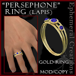 Mayfly - "Persephone" Ring (gold/lapis, rt hand)