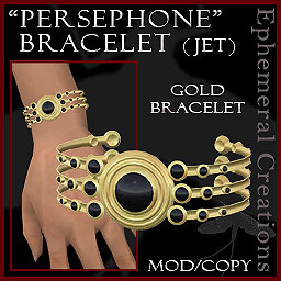 Mayfly - "Persephone" Bracelet (gold/jet)