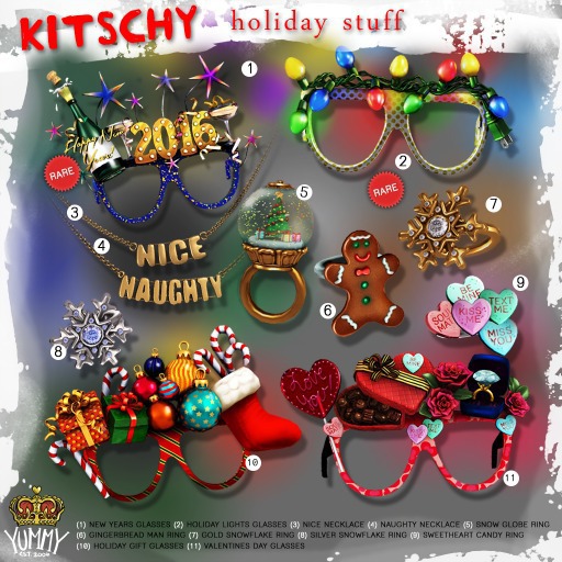 (Yummy) Kitschy Holiday Glasses - NYE 2016 RARE