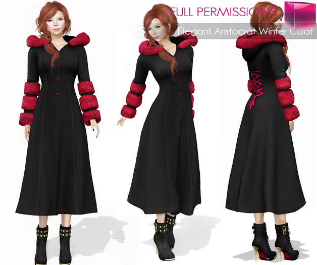 Full Perm Classic Rigged Elegant Aristocrat Female Hooded Winter Coat