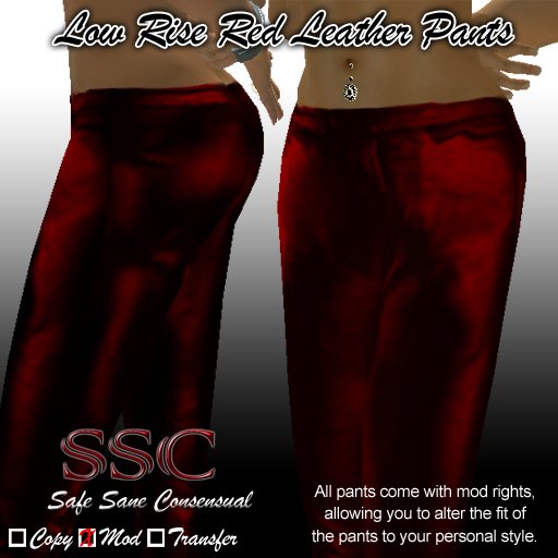 SSC Low Rise Red Leather Pants