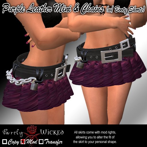 SSC Purple Leather & Chains Mini Skirt