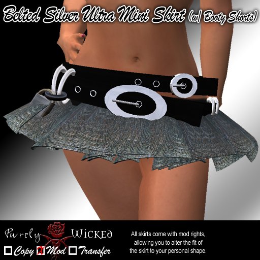 SSC Belted Silver Ultra Mini Skirt