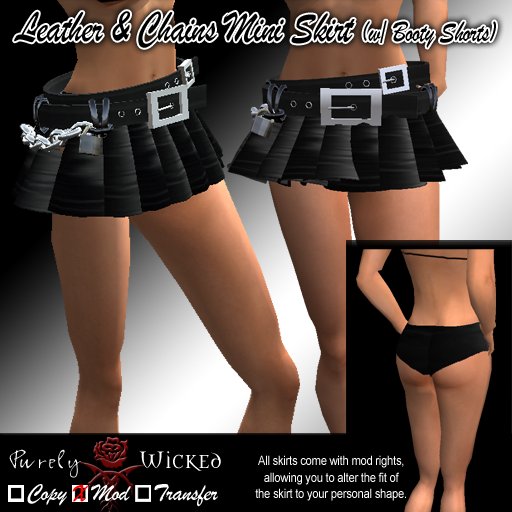 SSC Leather & Chains Belt & Mini Skirt