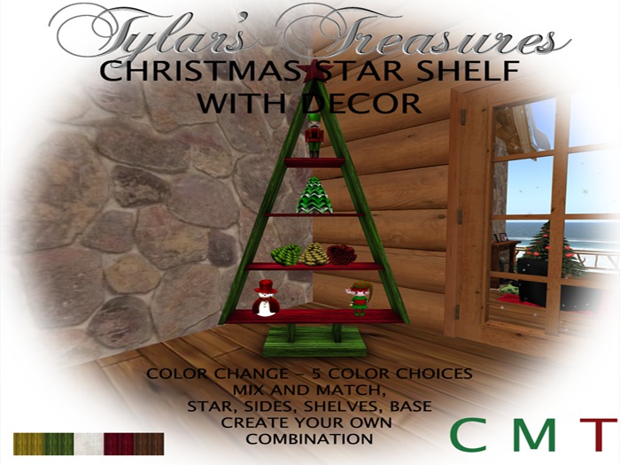 .TT.  CHRISTMAS STAR SHELF WITH DECOR BOXED