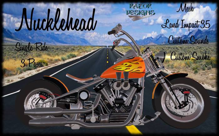 knucklehead bike orange flame