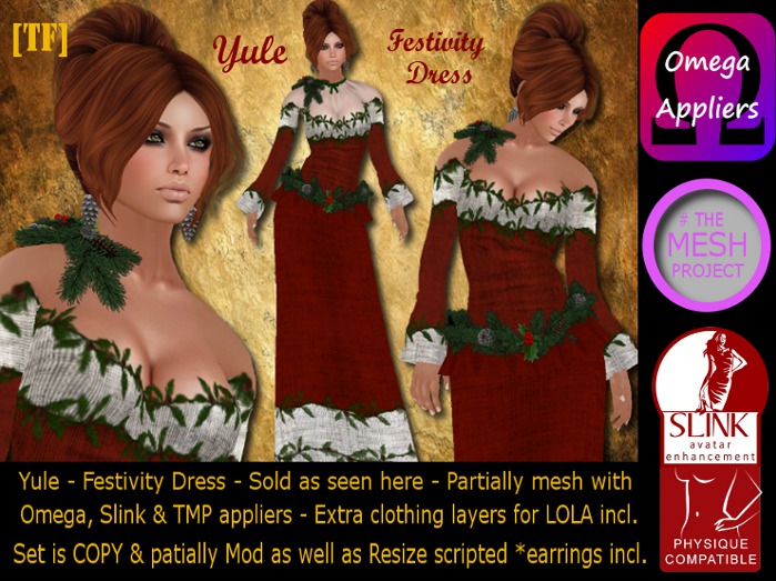 YULE - FESTIVITY DRESS - [TF] - [Wear to Unpack]