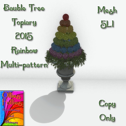 Bauble Tree Topiary 2015 Rainbow Multi-Pattern ~OF~