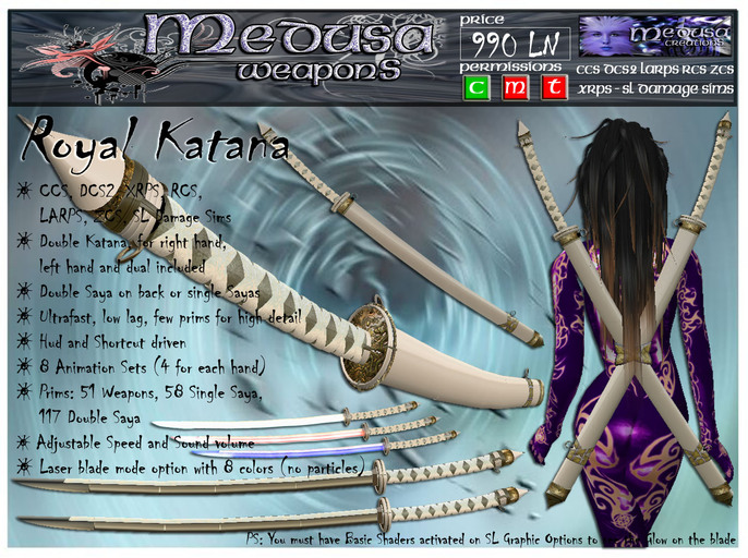 Second Life Marketplace Medusa Weapons Royal Katana Boxed 