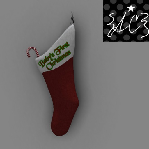 {AC} MESH Baby's First Christmas Stocking - Red