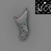 {AC} MESH Snowflake Christmas Stocking - Aqua Multi Colored