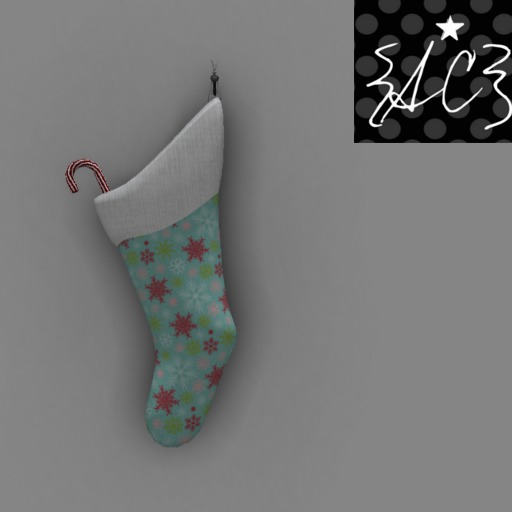 {AC} MESH Snowflake Christmas Stocking - Teal Multi Colored