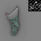 {AC} MESH Snowflake Christmas Stocking - Teal Multi Colored