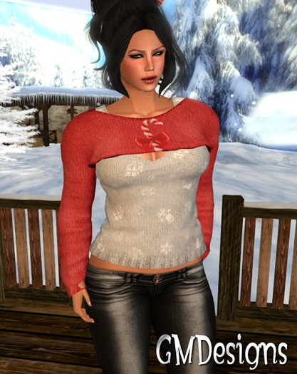 GMD Candy Cane Sweater Crop & Tank Top