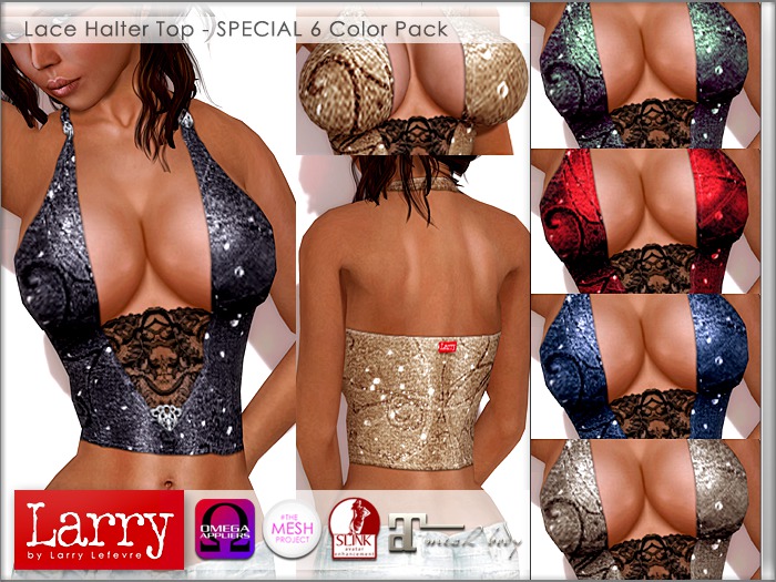 LARRY JEANS - Lace Halter Top - 6 Color Pack