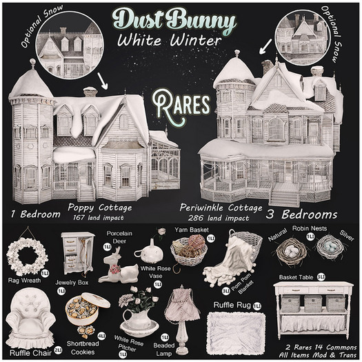 dust bunny . white rose vase . boxed