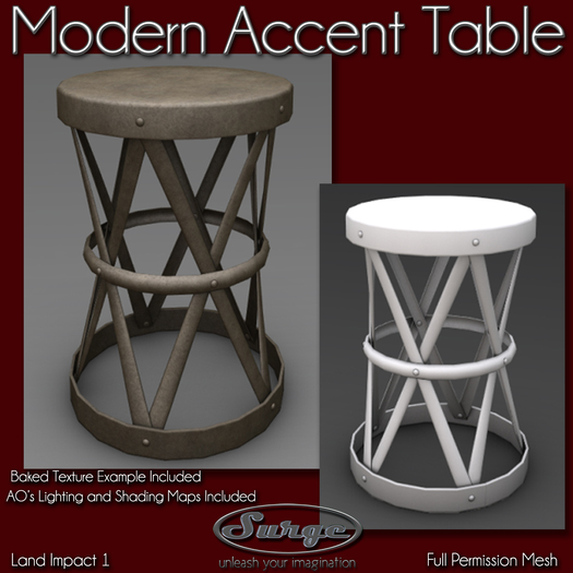 Modern Accent Table - Full Perm Mesh - Low Impact