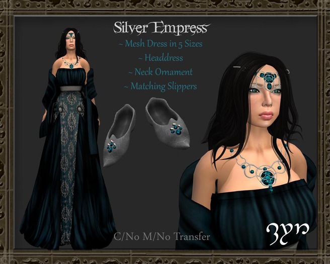 Zyn ~ Silver Empress Gown Set ~ Teal