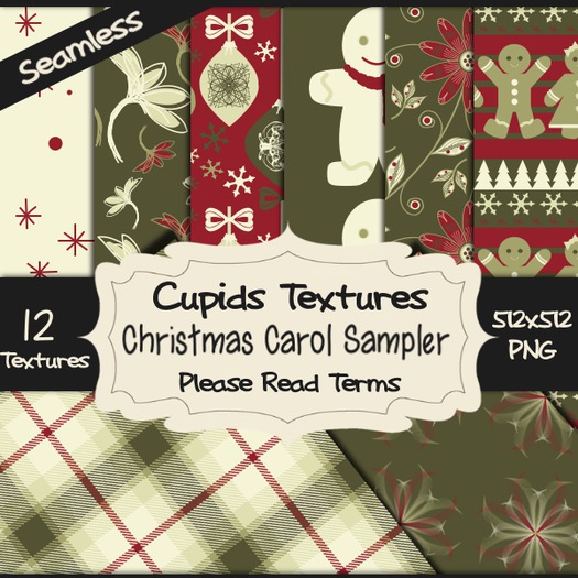 *Cupids Textures * 12 CHRISTMAS CAROL SAMPLER