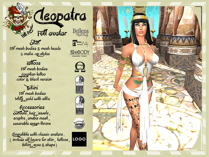 Old Betty Tattoos  Cleopatra Full Avatar (belleza,maitreya,eBody,Slink,Omega)