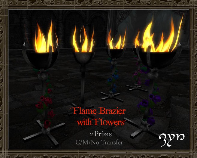 Zyn ~ Flame Brazier With Flowers