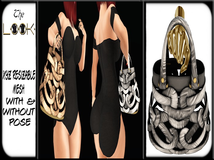 ! [L] ! Twisted Bag With Pose & No Pose + Resize Gray