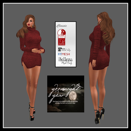 GG-Rolled Neck Sweater-Red