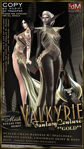 !dM deviousMind "Valkyrie" **GOLD** Scaled Chain Armor