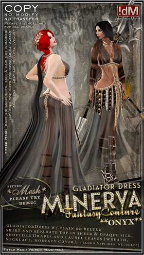 !dM deviousMind "Minerva" **ONYX** Gladiator Dress