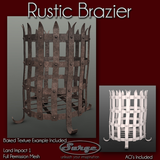 Rustic Brazier Fire Pit- Full Perm Mesh - Low Impact