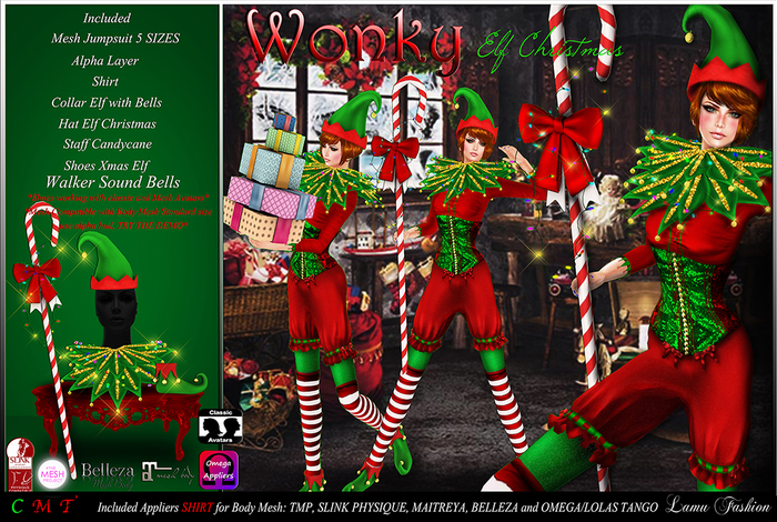 -Lamu Fashion-Costume *WONKY* Elf Christmas DEMO