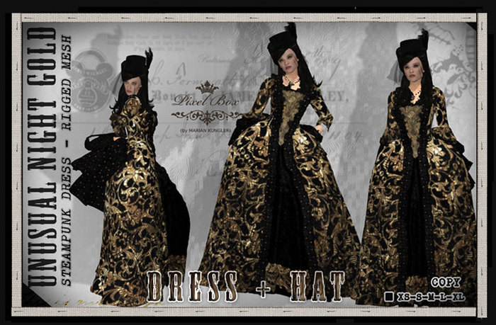 PIXEL BOX - Steampunk Dress Unusual Night Gold (B)