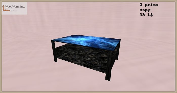 Modern coffee table with a blue plate: timeless, elegant, cheap