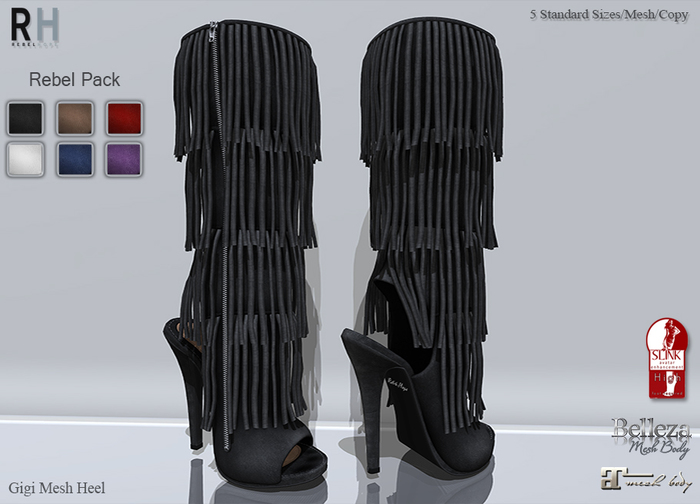 !Rebel Hope - Gigi Mesh Fringe Boots Rebel Pack